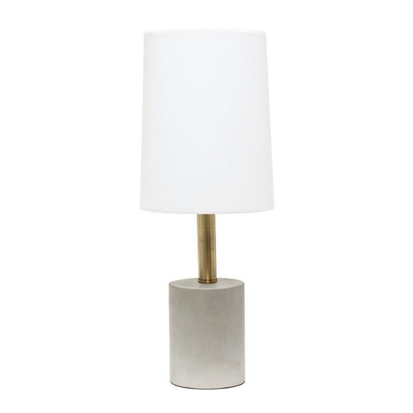 Feeltheglow Cement Table Lamp with Antique Brass Detail, White FE2519858